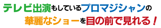 テレビ出演もしているプロマジシャンの華麗なショーを目の前で見れる!